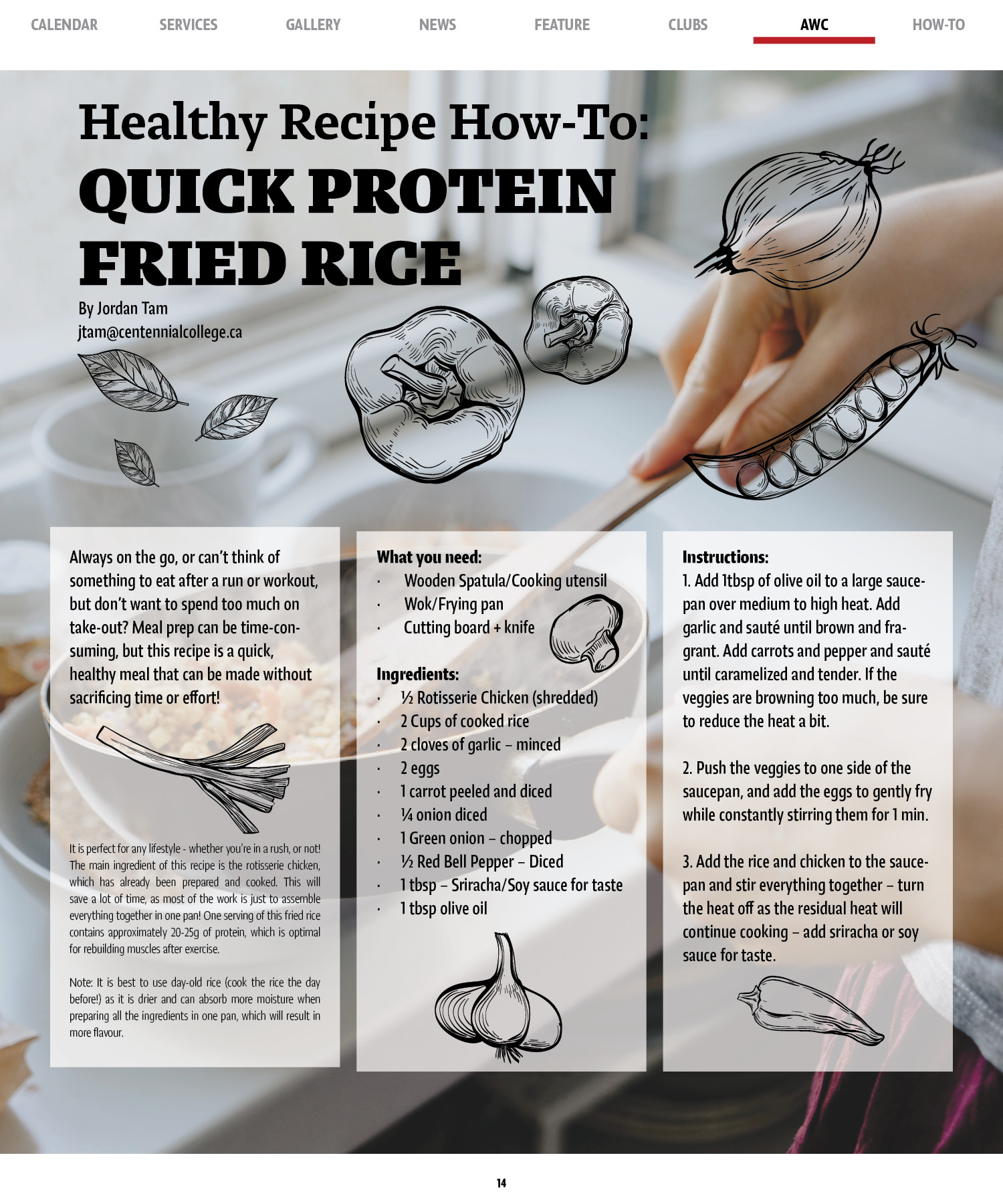 Ingredients and instructions to how to make a quick protein fried rice 