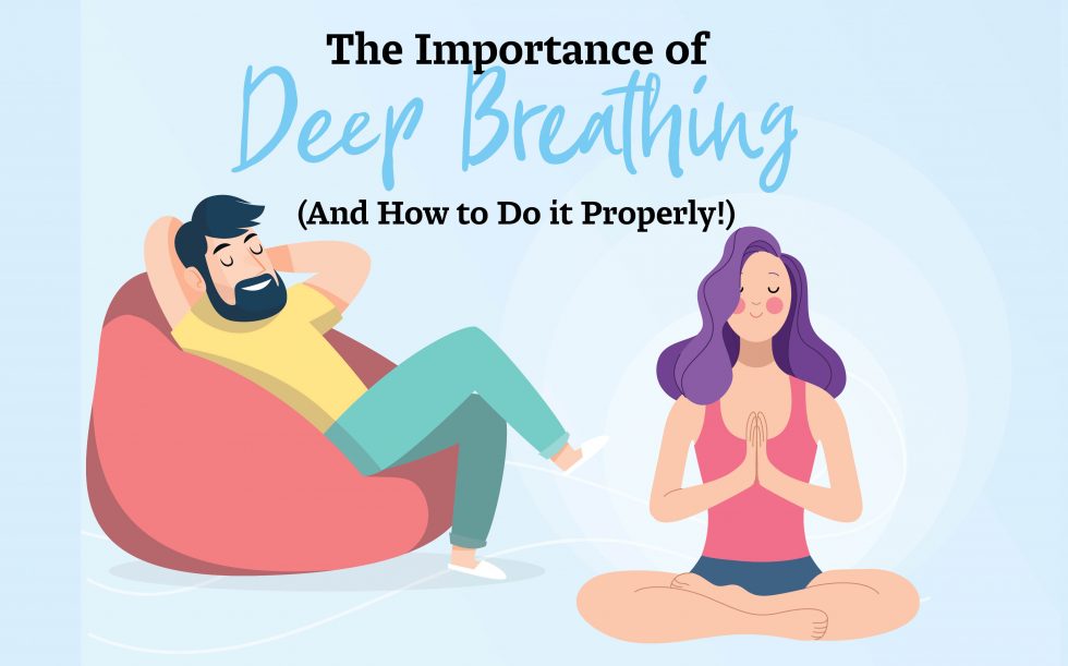 two people meditating, deep breathing graphic